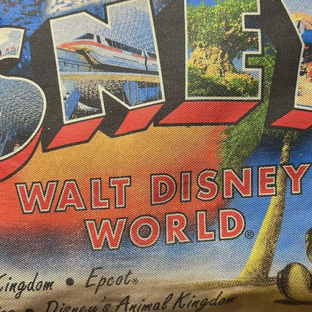 Greeting From Disney Pillow, Vintage Postcard Stamp Look